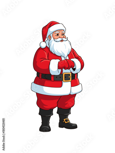 santa claus with gifts on white background