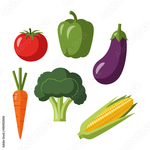 set of fresh vegetables on white background 