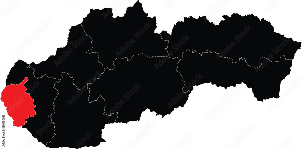 Fototapeta premium Vector Map of Bratislava Region on Slovakia Map