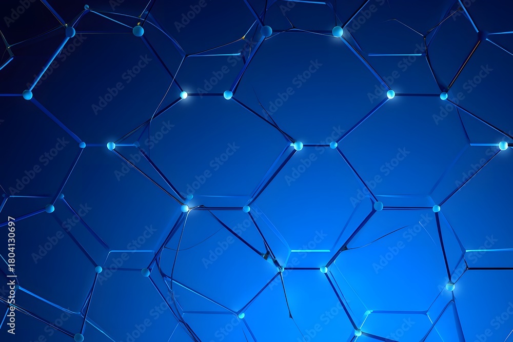 Naklejka premium Abstract blue network with glowing points and lines connecting for technology concept