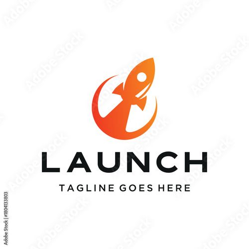 Modern Dynamic Rocket Launch for startup ventures technology business or speed innovation rapid progress logo design