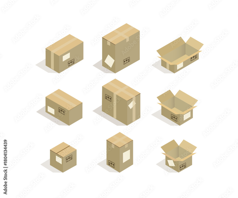 Fototapeta premium Stacked cardboard packaging boxes mockup design