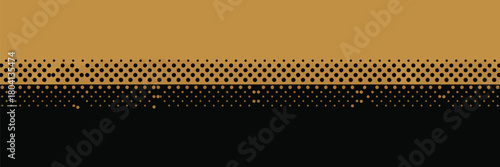 A tan and black background with a gradient of black dots transitioning between the two colors horizontally