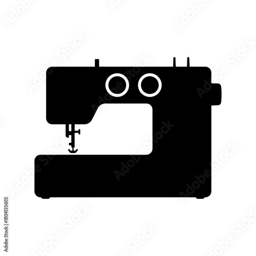 Sewing machine icon. Black silhouette. Front side view. Vector simple flat graphic illustration. Isolated object on white background. Isolate.