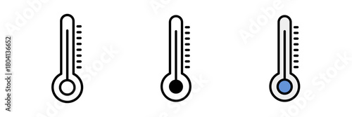 Temperature sensor icon showing a simple rectangular device with a small thermometer symbol inside, drawn in clean, thin lines.