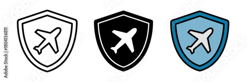 Travel insurance icon representing travel insurance, typically shown as a suitcase or airplane with a shield or checkmark, symbolizing protection during travel.