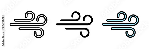 Wind icon representing wind, often depicted as curved lines or swirls indicating airflow or breeze, symbolizing weather, air movement, or natural elements.