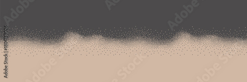 A stippled illustration featuring a gradient from dark gray to a light tan with a textured transition zone