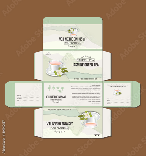 Elegant jasmine herbal tea box packaging design