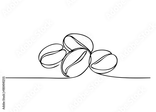 Logo Coffee Shop. Dibujo de línea continua de frijoles de café	