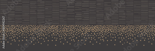 A patterned background with horizontal lines above and scattered dots below on a dark gray surface area