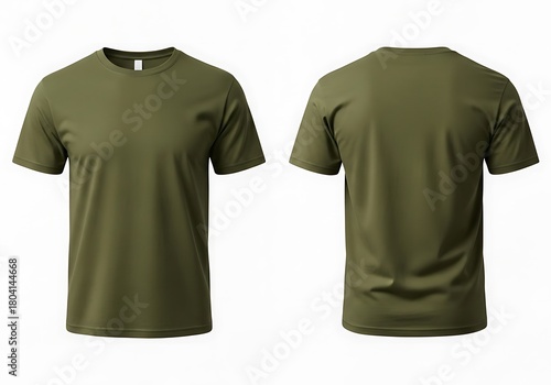 Olive green t shirt front and back view apparel design