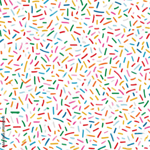 Colorful candy sprinkles seamless pattern. Vector background for party, birthday, and dessert design. Fun confetti illustration.