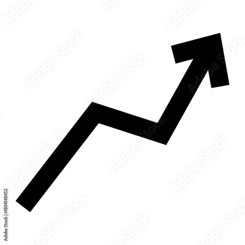 Simple black arrow graph indicating growth and progress