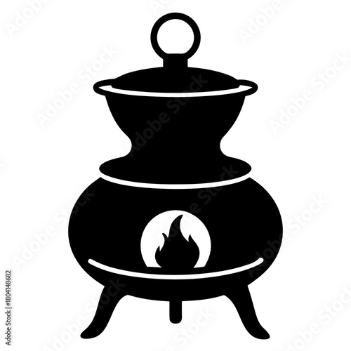 Traditional Clay Stove Silhouette Vector