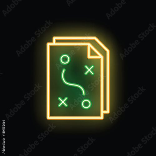 Neon strategy planning document with circles and crosses for tactics and maneuvers