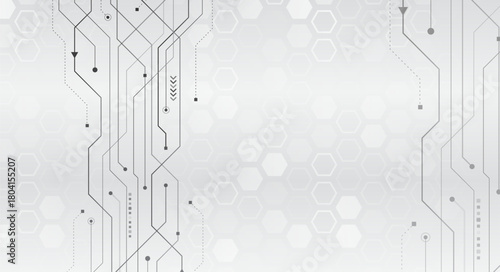 Minimalist tech background with thin circuit lines and soft hexagonal patterns, creating a clean futuristic interface design ideal for technology, engineering, and digital presentations.