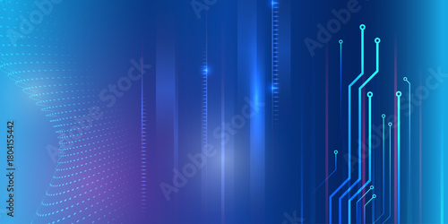 A futuristic blue tech background with glowing vertical lines, circuit patterns, and dotted wave elements creating a modern digital feel.