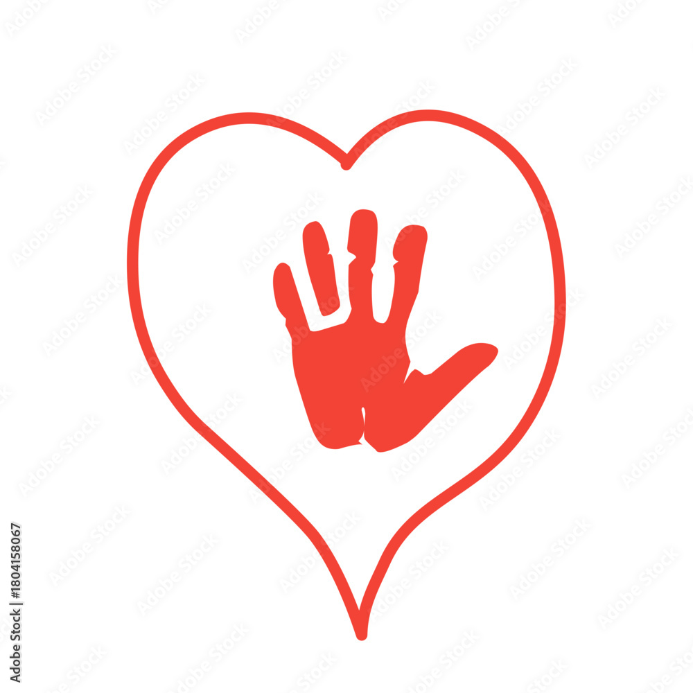 Obraz premium red handprint symbol