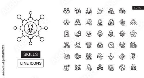 Skills line icons set thin line vector design for business and human resources concepts