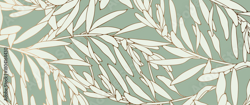 Luxury golden olive branches botanical background. Hand drawn botanical abstract illustration for decor, wallpapers, covers