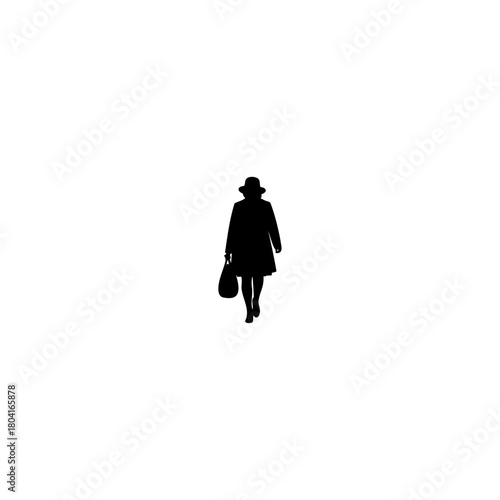 Stylish silhouette of a woman walking with bag, ideal for fashion blogs or minimalist designs