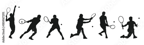 tennis sport silhouette, athlete pose.