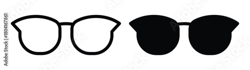 Minimalist Outline of Cat-Eye and Round Glasses in Black and White Design