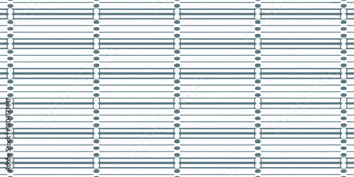 A repeating pattern of horizontal lines with vertical columns of circles and hourglass shapes in gray