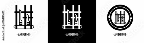 Musical instrument logo set. Collection of black and white logos. Stock vector.