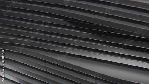 Layers of black material create a striking pattern that emphasizes depth and texture in a contemporary design environment. smooth lines suggest elegance and sophistication. 3d render