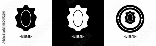 Mirror logo set. Collection of black and white logos. Stock vector.