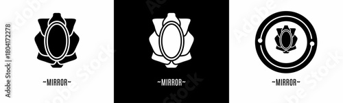 Mirror logo set. Collection of black and white logos. Stock vector.