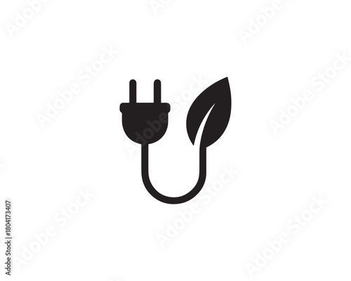 Eco Power Plug icon vector design illustration