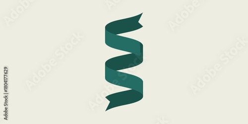 A teal ribbon with a spiral shape against a neutral background in a simple graphic illustration style