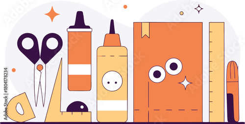 Crafting Supplies Tools Vector Illustration Minimalist Style