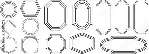 black geometric vintage frames. Collection of retro labels. Abstract geometric grunge shape elements..eps