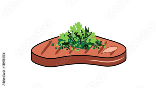 A grilled steak with herbs and seasoning