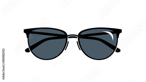 A pair of dark grey sunglasses with black frames