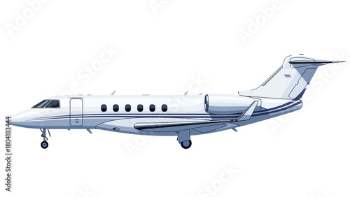 A pixel art illustration of a white private jet in profile against a white background