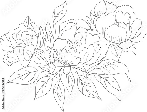 Hand drawn Flower, Flower bouquet in ice cream cone, hand drawn sketch line art illustration — stock vector