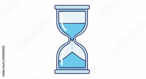 Handdrawn hourglass with blue sand isolated on, a whimsical representation of time, deadlines, and the fleeting nature of moments
