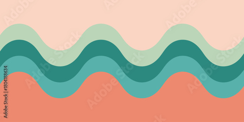 Abstract wavy pattern with shades of green and peach colors creating a smooth and calming effect