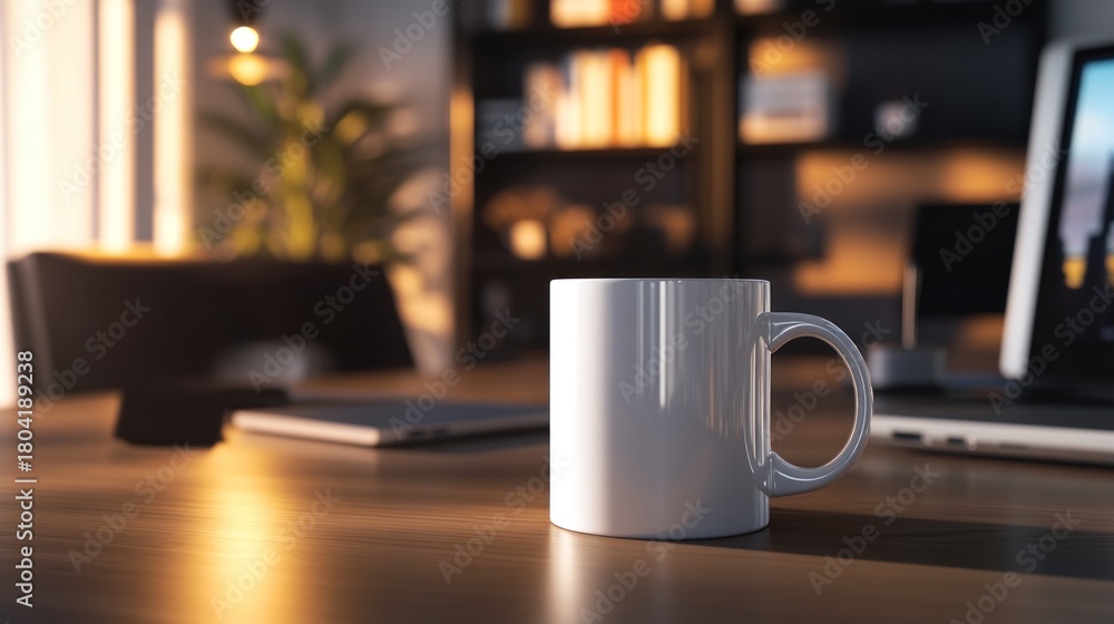 Fototapeta premium Coffee mug workplace interior