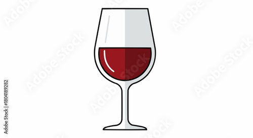 Illustration of a glass of red wine with a isolated on the glass is filled with a dark red liquid