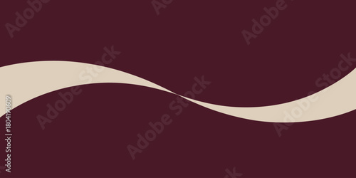 A simple abstract background with a beige wave on a dark burgundy color creating a minimal design