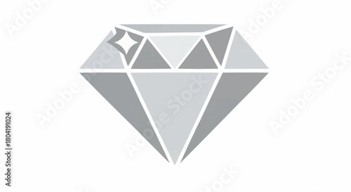 A grey diamond with a unique design is displayed on an isolated on, showcasing its facets and geometric shapes
