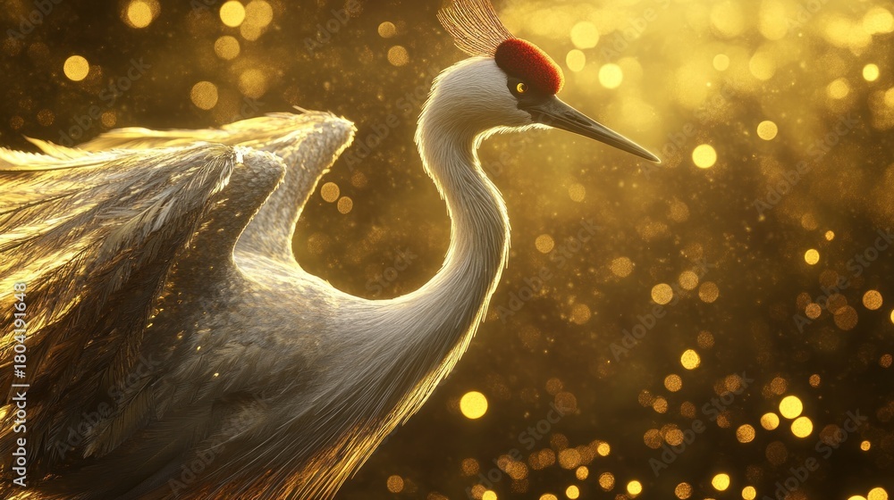 Obraz premium Crane in golden light