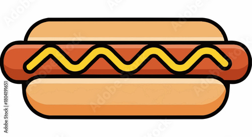 A delicious hot dog with mustard on a, perfect for a quick and tasty meal or a fun summer barbecue