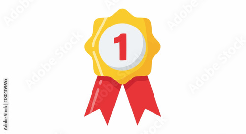 A vibrant golden first place award ribbon isolated on, perfect for celebrating achievements and recognizing excellence